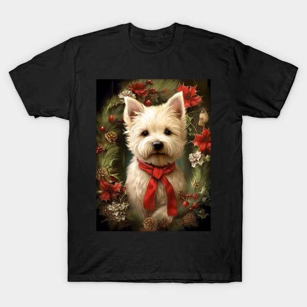 West Highland Terrier Christmas T-Shirt by ArtNouveauChic